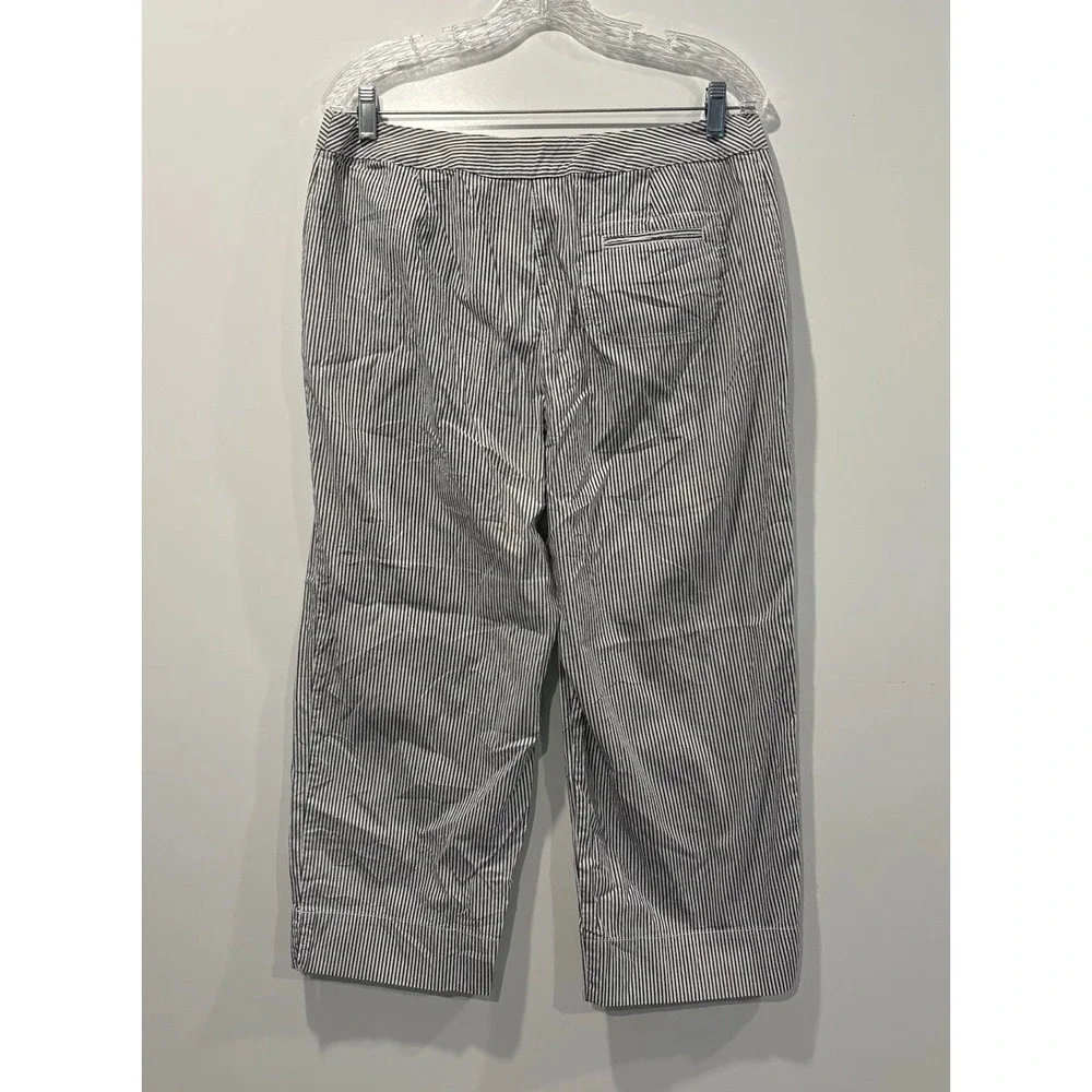 Additions by Chico's Striped Cropped Pants Womens 2 Black White Cotton Stretch